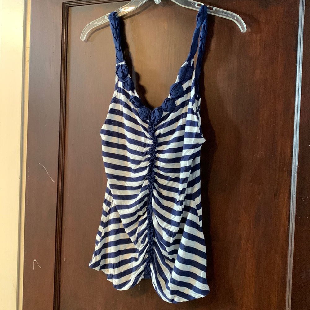 Blue and white striped tank top
